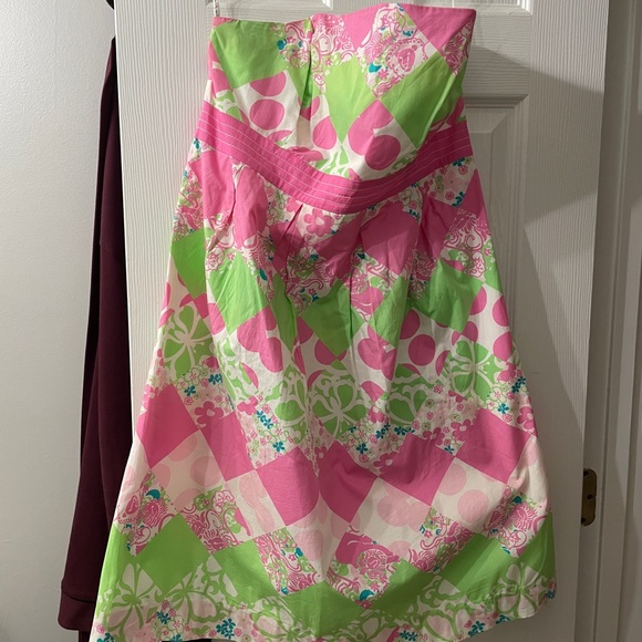 Lilly Pulitzer Strapless pink green dress